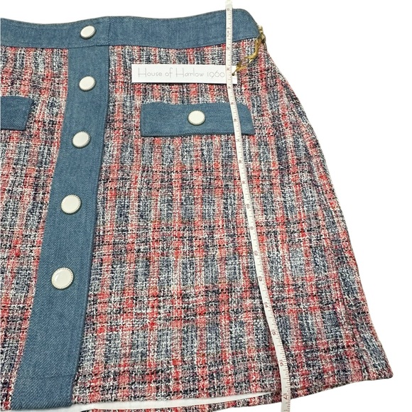 House of Harlow 1960 Tweed Red and Blue Skirt - Picture 6 of 10